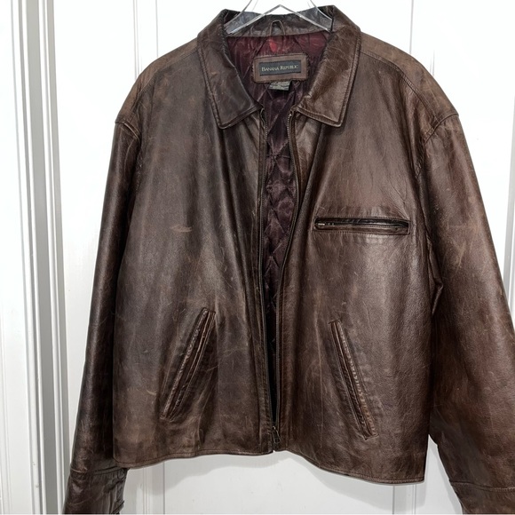 Banana Republic Brown Leather Jacket XL - Picture 4 of 9